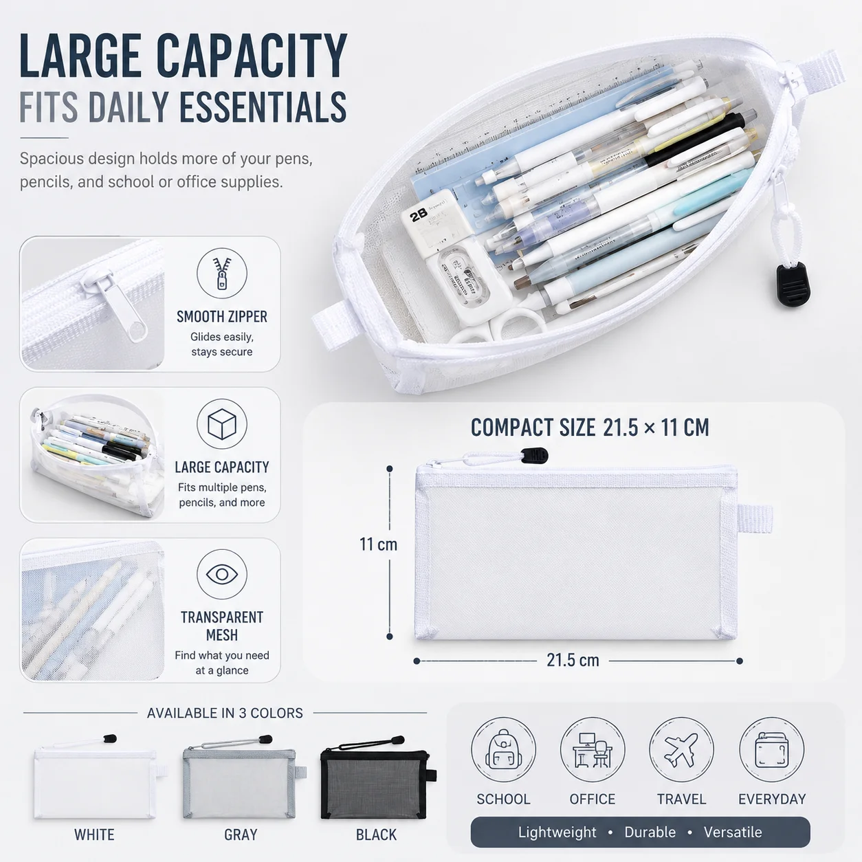 Przezroczysta siatkowa torba n – Clear Mesh Pencil Pouch For Exam recenzja i cena